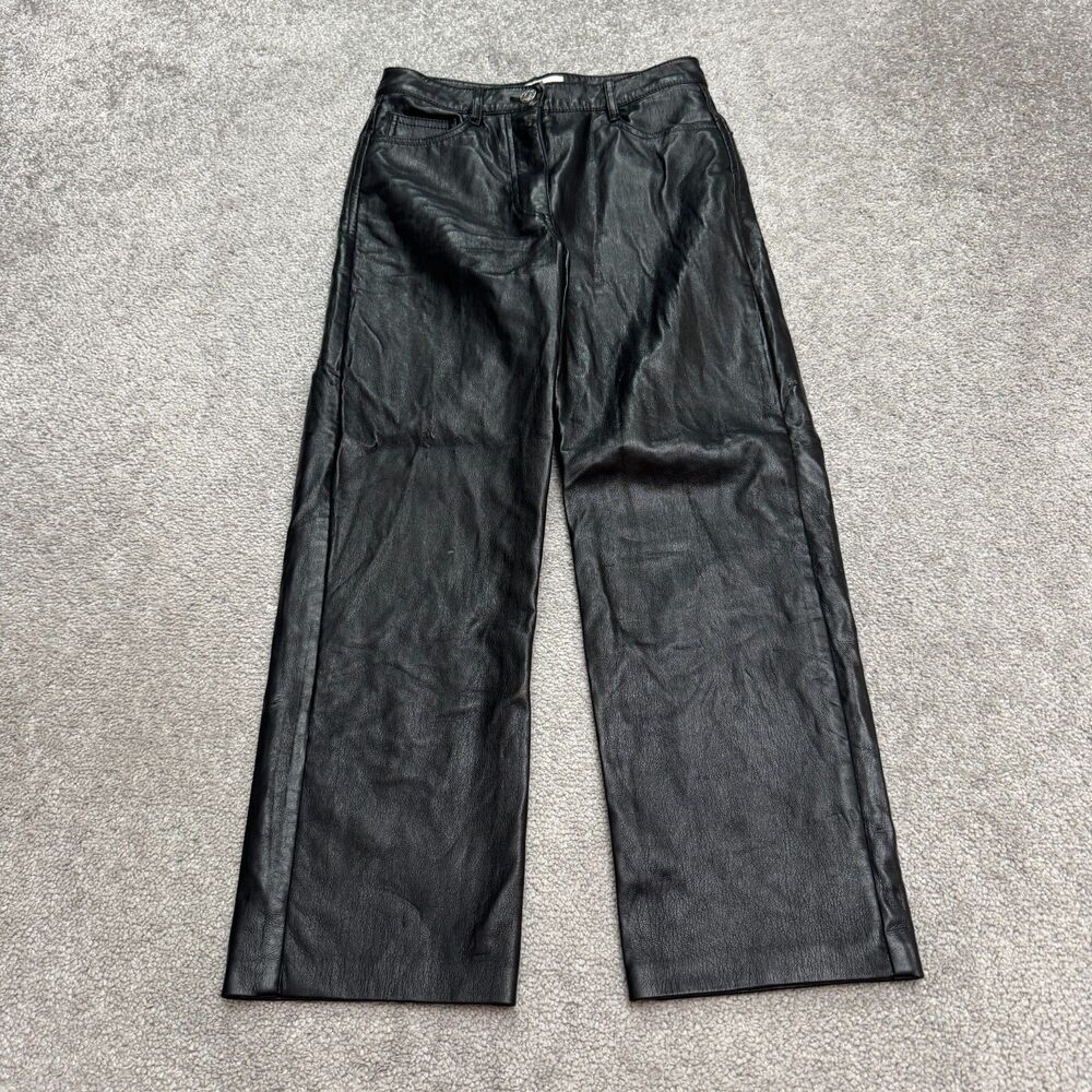 Wilfred Command Faux Vegan Leather Ankle Pants Womens 0 Black Straight High Rise